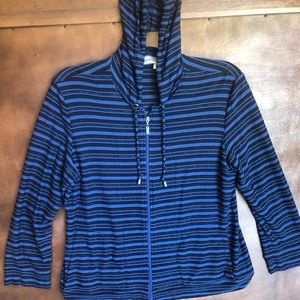 Chico’s black & blue zip mesh hoodie